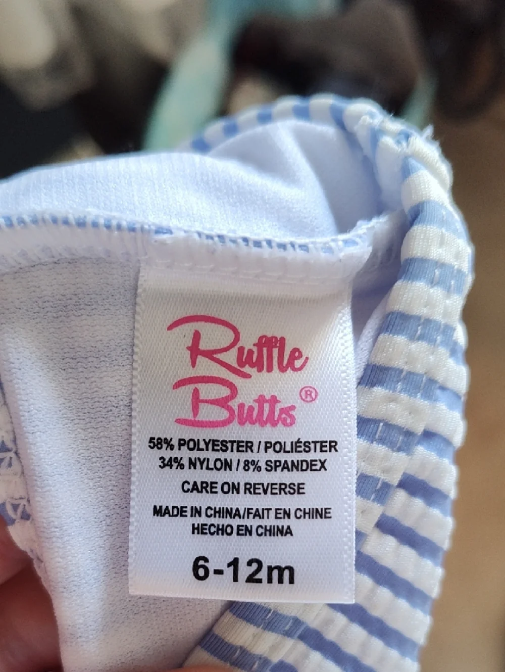 Ruffle Butts Light Blue and White Striped Ruffle Diaper Cover